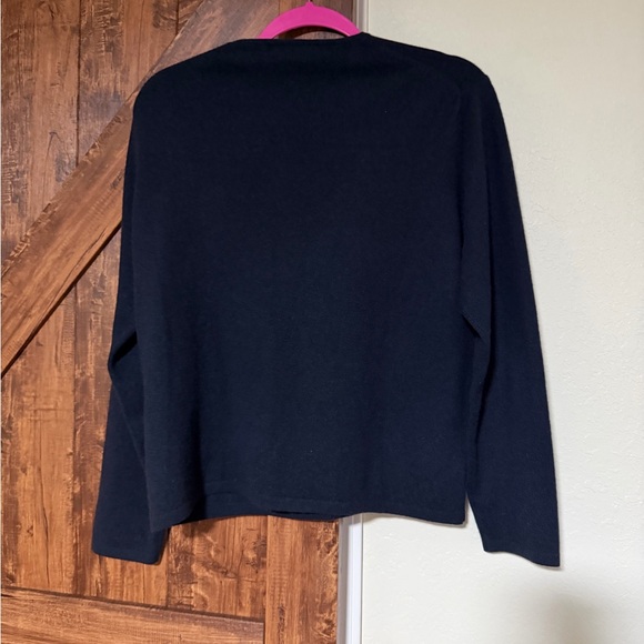 Vintage Valerie Stevens 2Ply 100% Cashmere V-Neck Sweater Navy Blue Size L - Picture 2 of 4